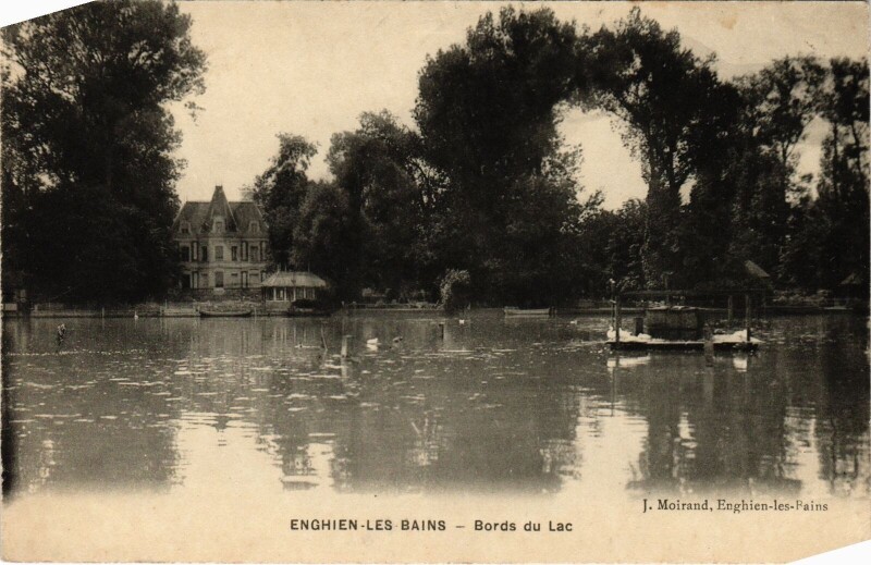 Carte postale ancienne Enghien les Bains Bords du Lac France à Enghien-les-Bains
