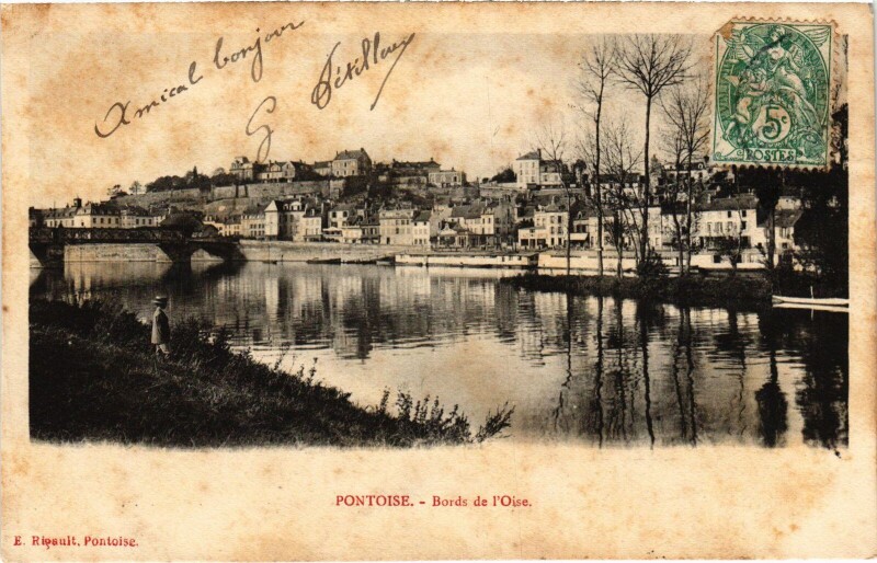 Carte postale ancienne Pontoise Bords de l'Oise France à Pontoise