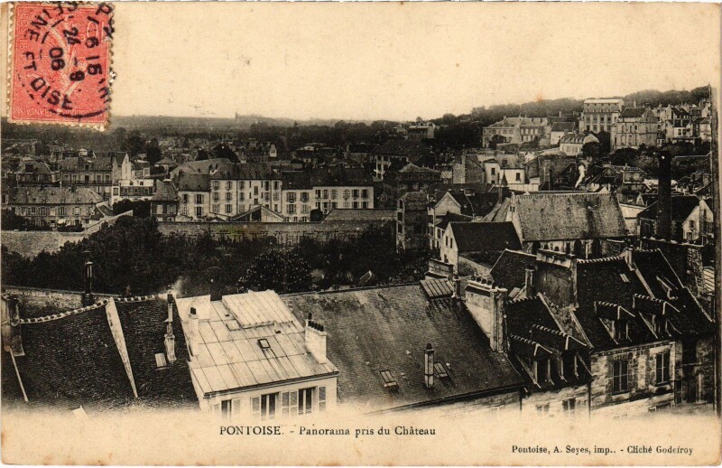 Carte postale ancienne Pontoise Panorama pris du Chateau France à Pontoise