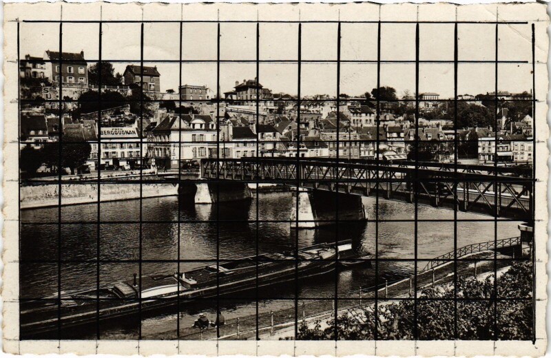 Carte postale ancienne Pontoise Vue Generale et le Pont de l'Oise France à Pontoise