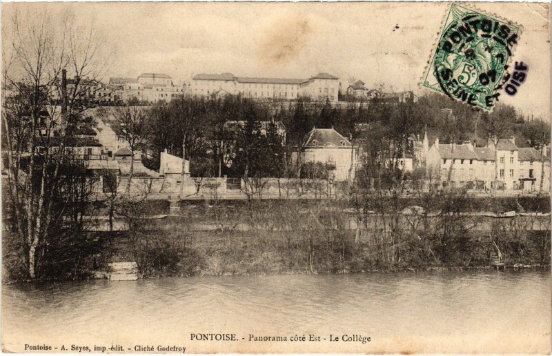 Carte postale ancienne Pontoise Panorama cote Est, Le College France à Pontoise