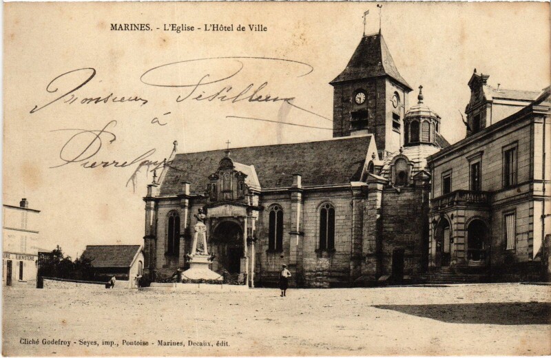 Carte postale ancienne Marines L'Eglise, L'Hotel de Ville France à Marines