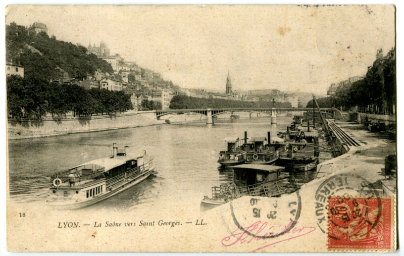 Carte postale ancienne Rhône Lyon La Saône vers Saint-Georges