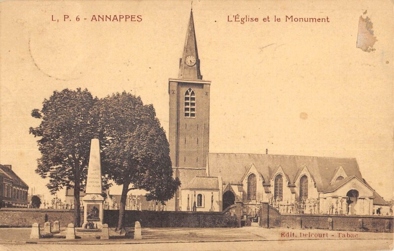 Carte postale ancienne Annappes Eglise Et Monument