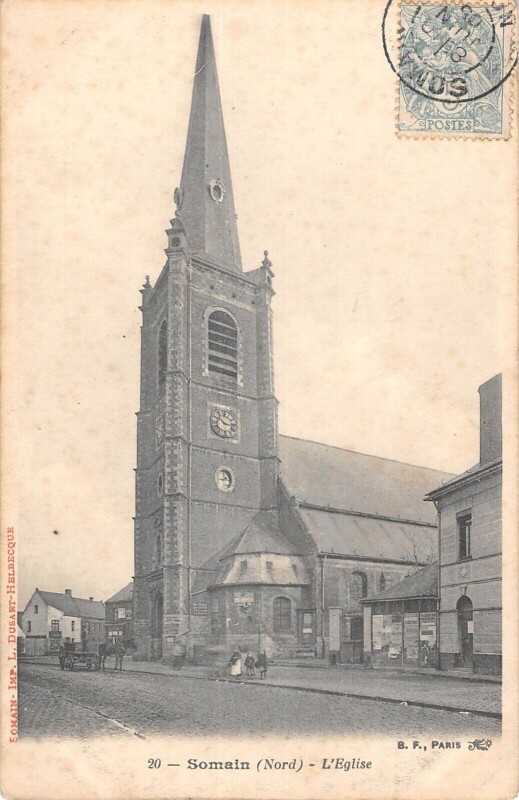 Carte postale ancienne Somain Eglise à Somain