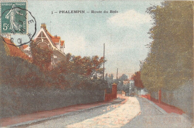 Carte postale ancienne Phalempin Route Du Bois à Phalempin