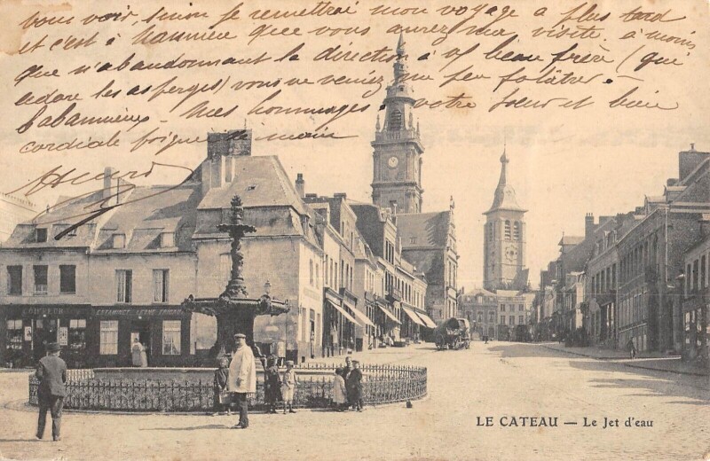Carte postale ancienne Le Cateau Le Jet D'Eau