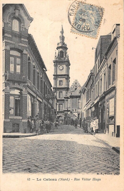 Carte postale ancienne Le Cateau Rue Victor Hugo
