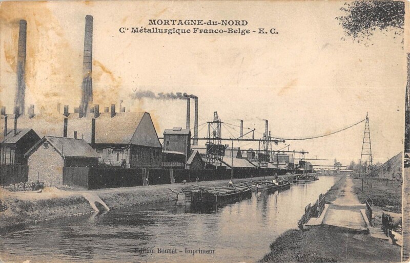 Carte postale ancienne Mortagne Du Nord Cie Metallurgique Franco Belge à Mortagne-du-Nord