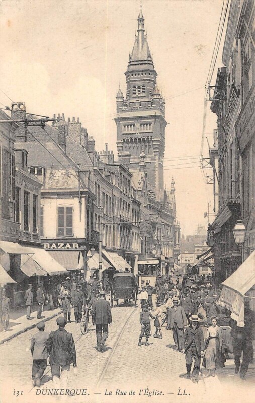 Carte postale ancienne Dunkerque Rue De L'Eglise à Dunkerque