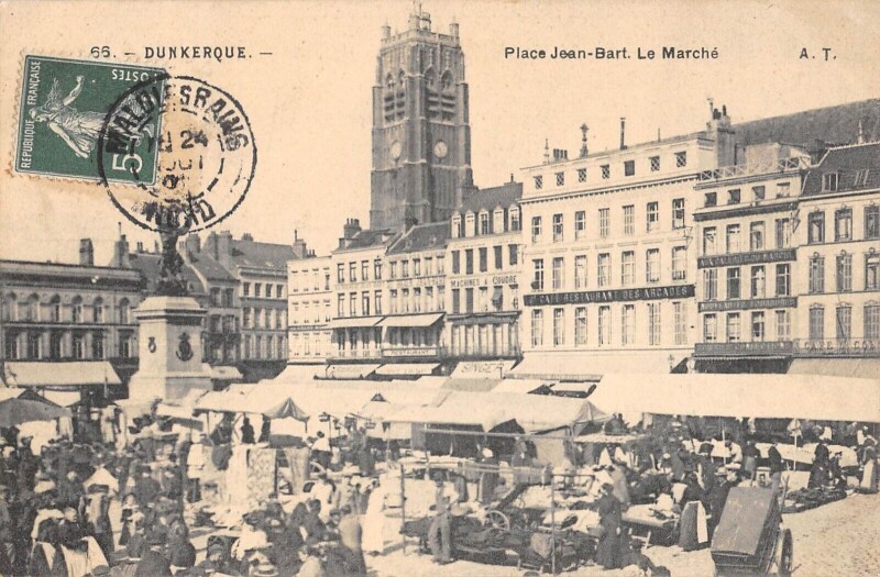Carte postale ancienne Dunkerque Place Jean Bart Le Marche à Dunkerque