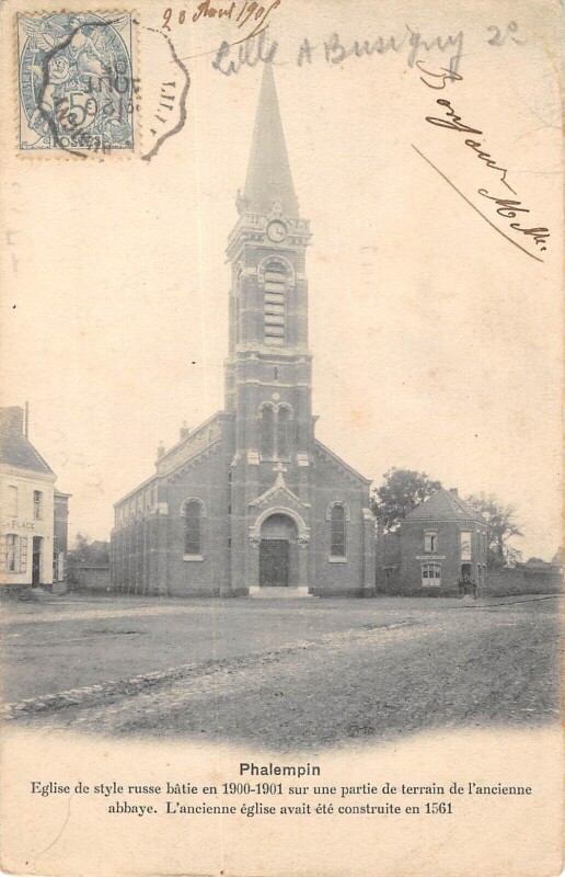 Carte postale ancienne Eglise De Phalempin Style Russe à Phalempin