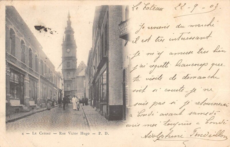 Carte postale ancienne Le Cateau Rue Victor Hugo