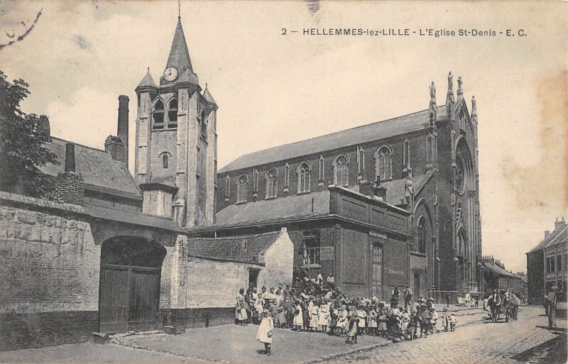 Carte postale ancienne Hellemmes Lez Lille Eglise Saint Denis à Lille