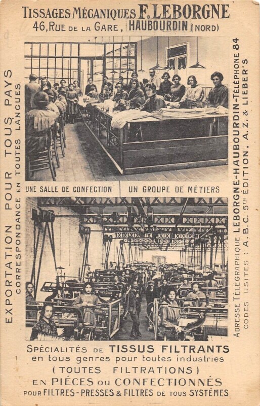 Carte postale ancienne Hautbourdin Tissages Mecaniques F.leborgne 46 Rue De La Gare