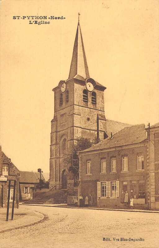 Carte postale ancienne Saint Python L'Eglise  - Cliche Rare à Saint-Python