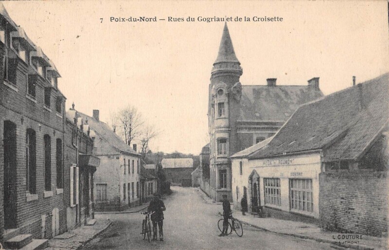 Carte postale ancienne Poix Du Nord Rues Du Gogriau Et De La Croisette à Poix-du-Nord