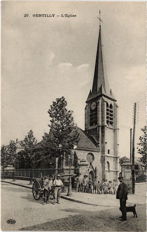 Carte postale ancienne Gentilly Eglise à Gentilly