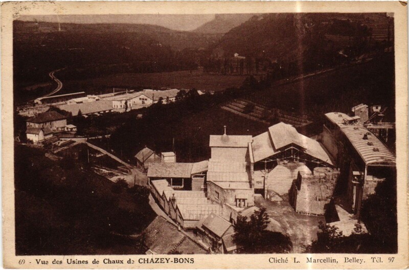 Carte postale ancienne Chazey-Bons Usines de Chaux à Chazey-Bons