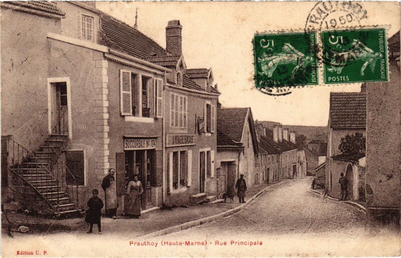 Carte postale ancienne Prauthoy Rue Principale