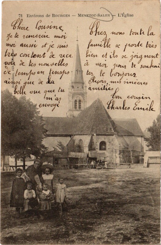 Carte postale ancienne Menetou-Salon l'Eglise à Menetou-Salon