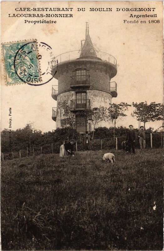 Carte postale ancienne Argenteuil Café-restaurant du Moulin d'Orgemont à Argenteuil