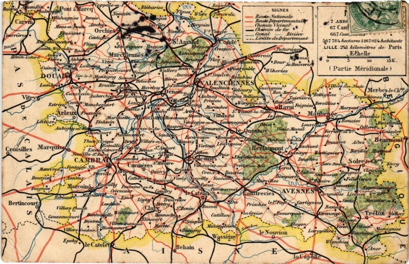 Carte postale ancienne Carte du Nord