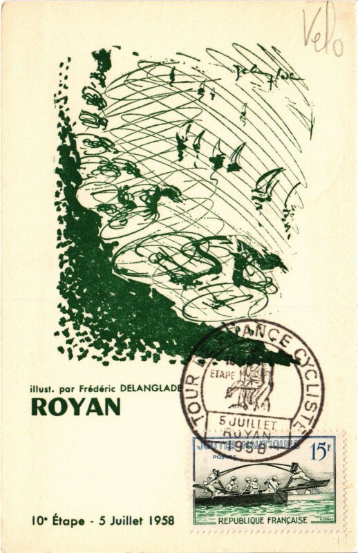 Carte postale ancienne Royan Tour de France 1958 cyclisme à Royan