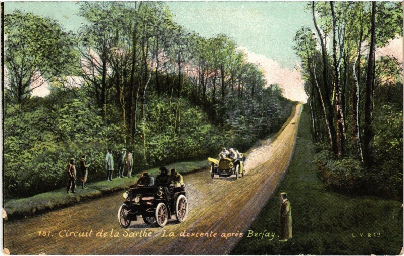 Carte postale ancienne Circuit de la Sarthe Berfay la descente à Berfay