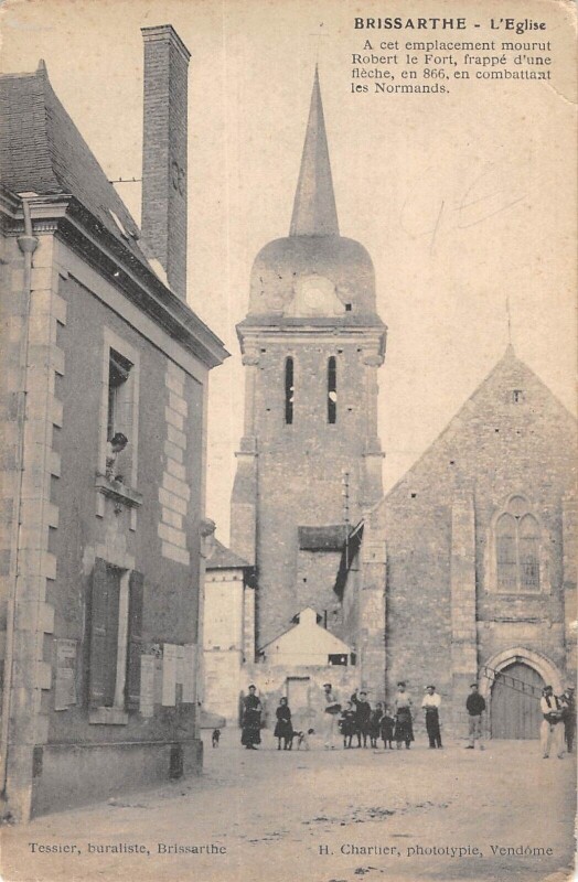 Carte postale ancienne Brissarthe Eglise - cliché rare