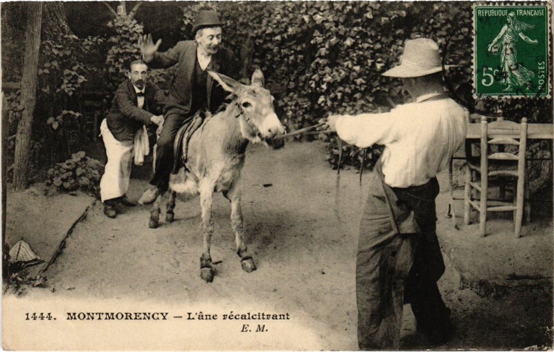 Carte postale ancienne Montmorency L'ane recalcitrant France à Montmorency