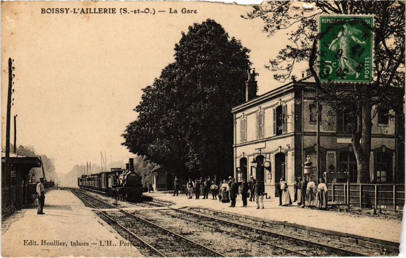Carte postale ancienne Boissy l'Aillerie La Gare France à Boissy-l'Aillerie