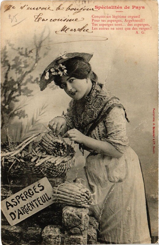 Carte postale ancienne Asperges d' Argenteuil Specialites de Pays France à Argenteuil