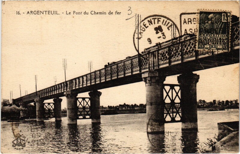 Carte postale ancienne Argenteuil Le Pont du Chemin de fer France à Argenteuil