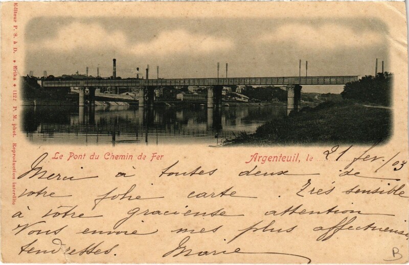 Carte postale ancienne Argenteuil Le Pont du Chemin de fer France à Argenteuil