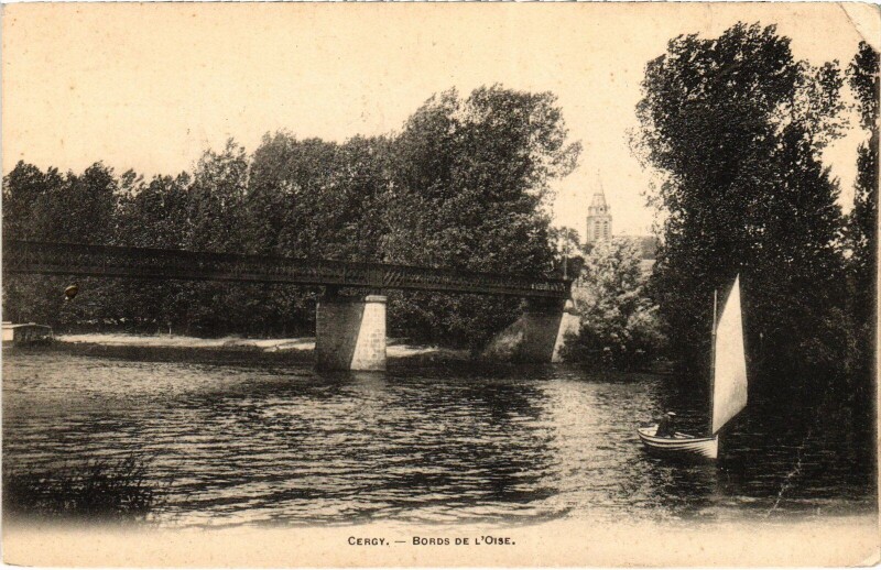 Carte postale ancienne Cergy Bords de l'Oise France à Cergy