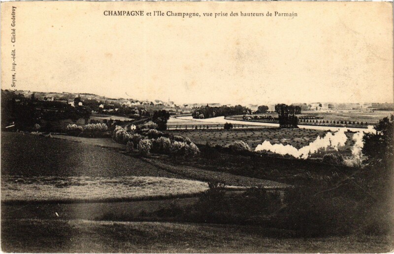 Carte postale ancienne Champagne vue prise des hauteurs de Parmain France à Parmain