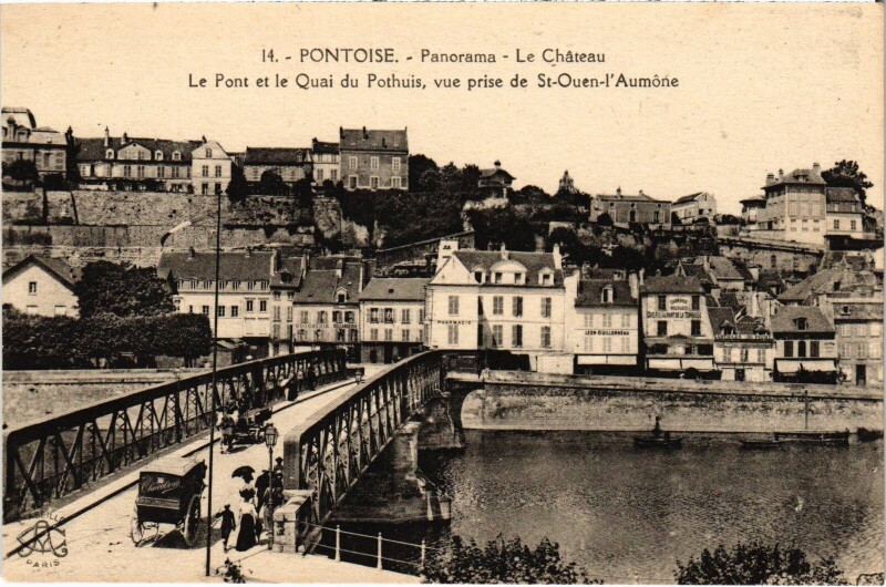 Carte postale ancienne Pontoise Panorama, Le Chateau, Le Pont France à Pontoise