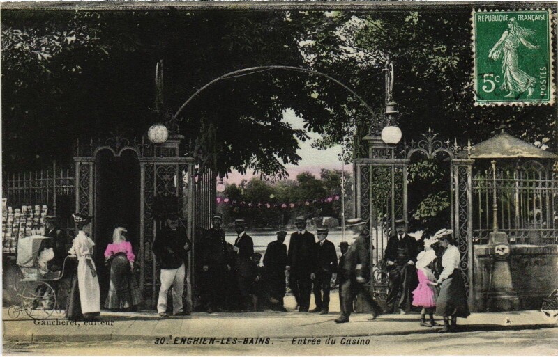 Carte postale ancienne Enghien les Bains Entree du Casino France à Enghien-les-Bains