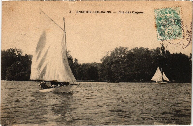 Carte postale ancienne Enghien les Bains L'Ile des Cygnes France à Enghien-les-Bains