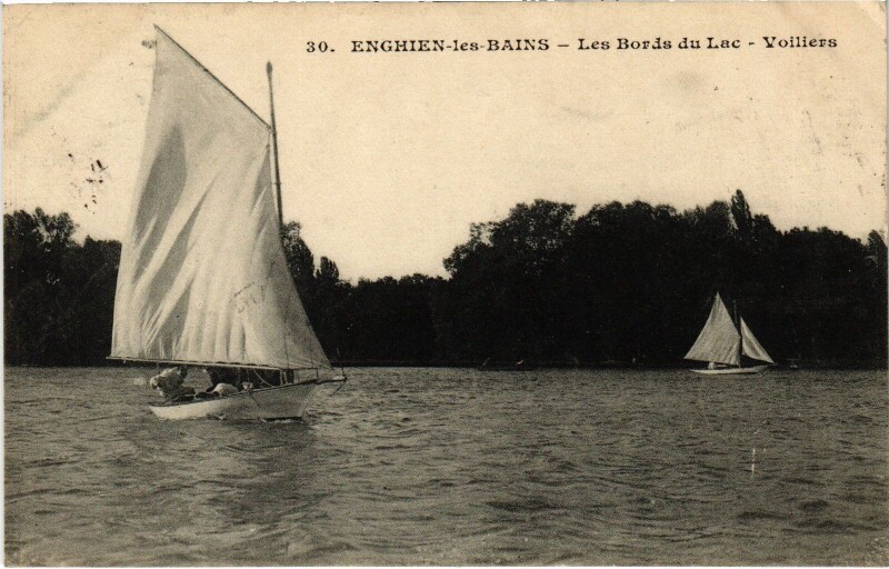 Carte postale ancienne Enghien les Bains Les Bords du Lac, Voiliers France à Enghien-les-Bains