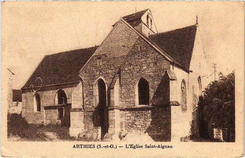 Carte postale ancienne Arthies L'Eglise Saint-Aignan France à Arthies