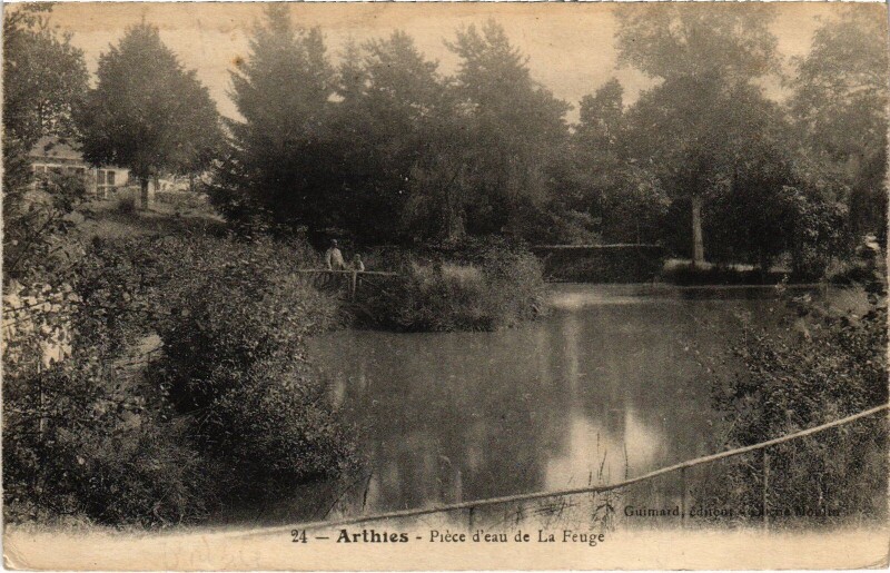 Carte postale ancienne Arthies Piece d'eau de la Feuge France à Arthies