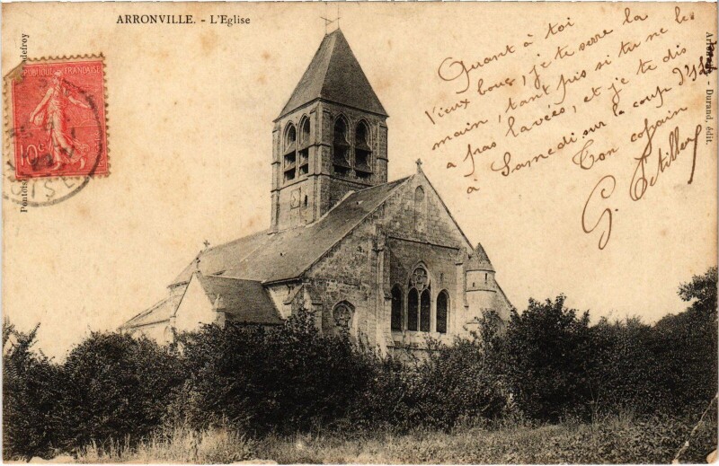 Carte postale ancienne Arronville L'Eglise France à Arronville