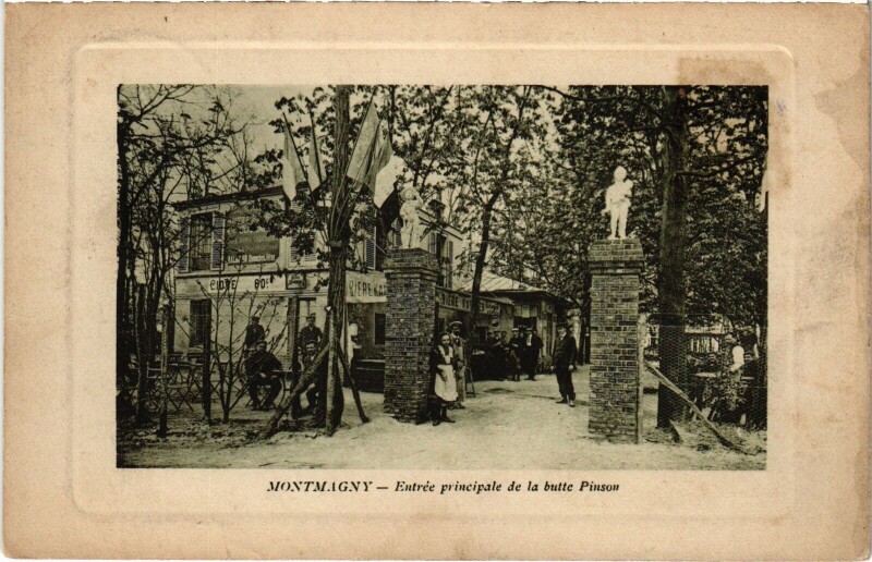 Carte postale ancienne Montmagny Entree principale de la butte Pinson France à Montmagny