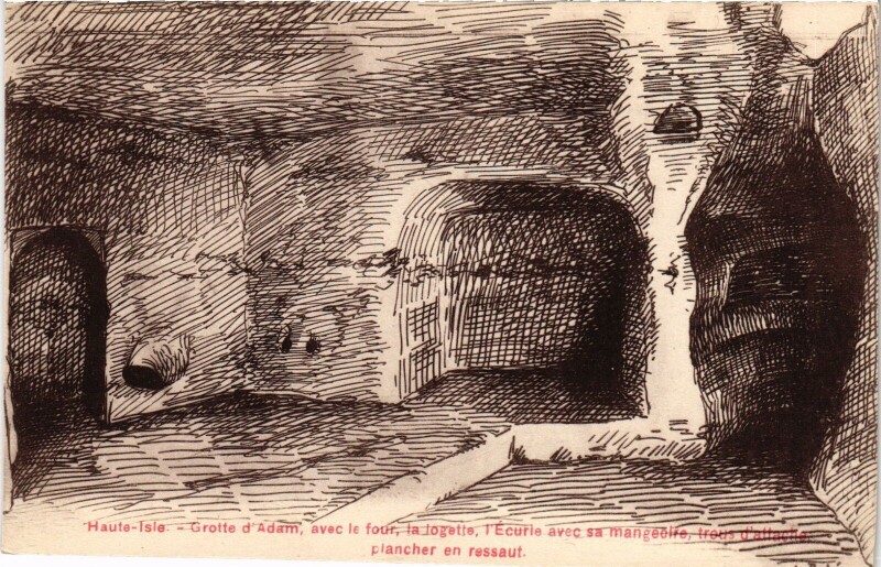 Carte postale ancienne Haute-Isle Grotte d'Adam France à Haute-Isle