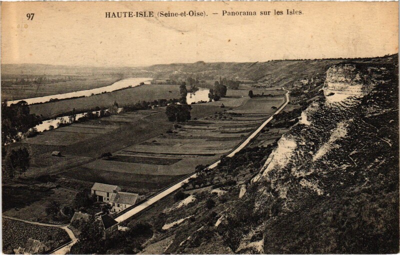 Carte postale ancienne Haute-Isle Panorama sur les Isles France à Haute-Isle