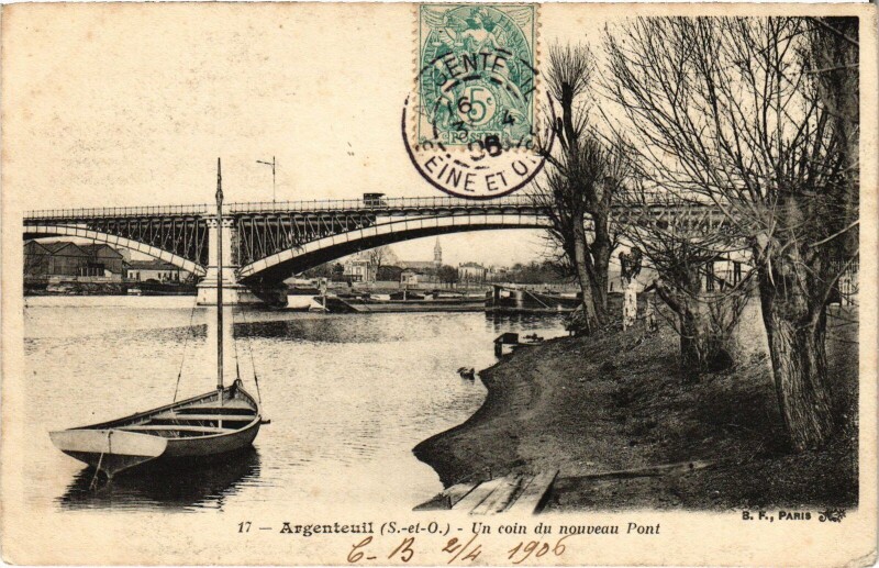 Carte postale ancienne Argenteuil Un coin du nouveau Pont France à Argenteuil