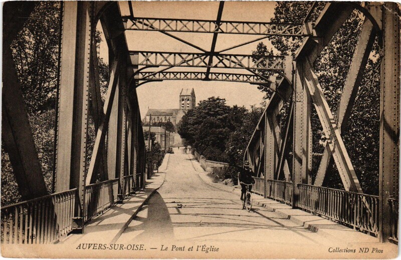Carte postale ancienne Auvers sur Oise Le Pont et l'Eglise France à Auvers-sur-Oise
