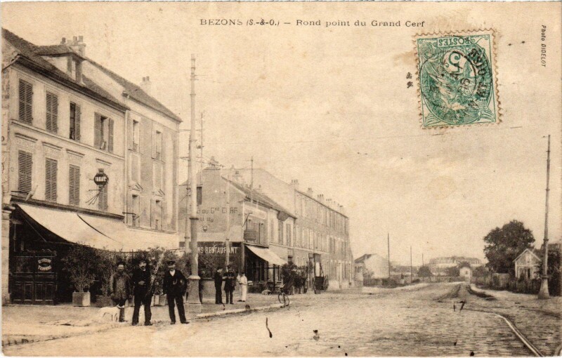 Carte postale ancienne Bezons Rond point du Grand Cerf France à Bezons